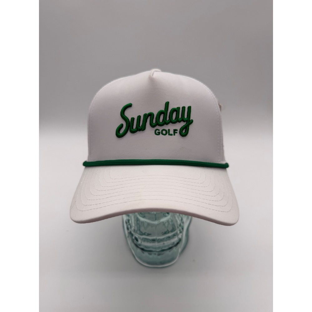Sunday Golf Pinch Rope Performance Hat White Green Retro 5-Panel Snapback HAT103